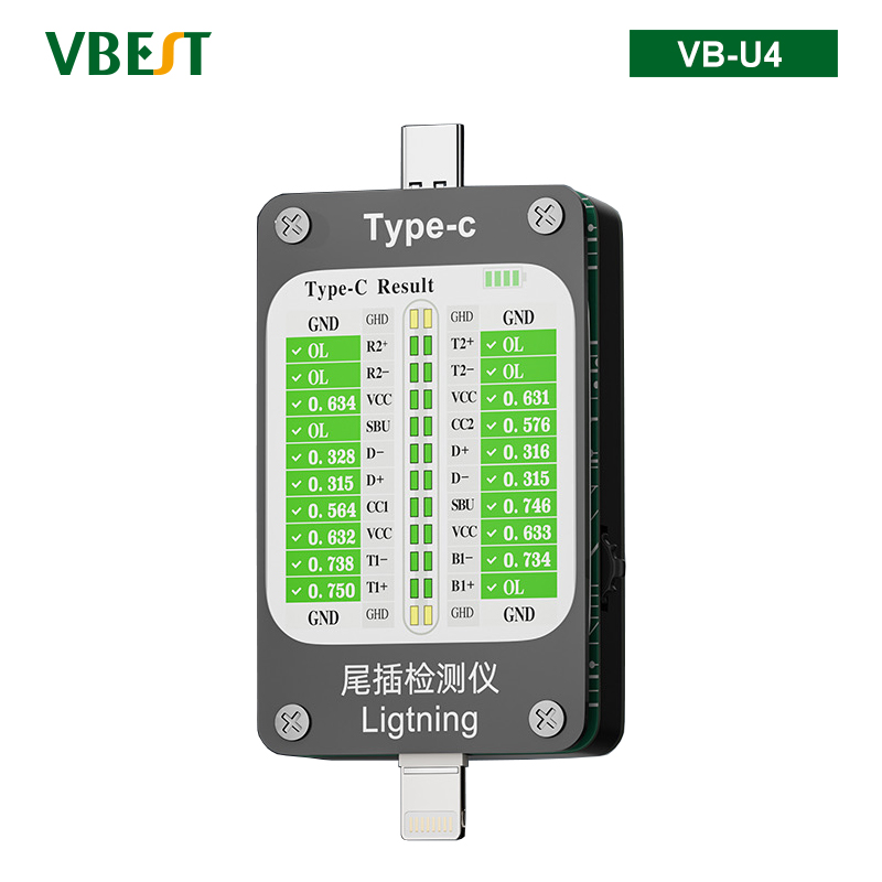 VB-U4 全自動尾插檢測儀 免拆手機(jī)充電排線尾插測試儀 雙接口超長待機(jī)智能測試蘋果安卓手機(jī)平板電腦